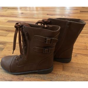 Brown combat boots